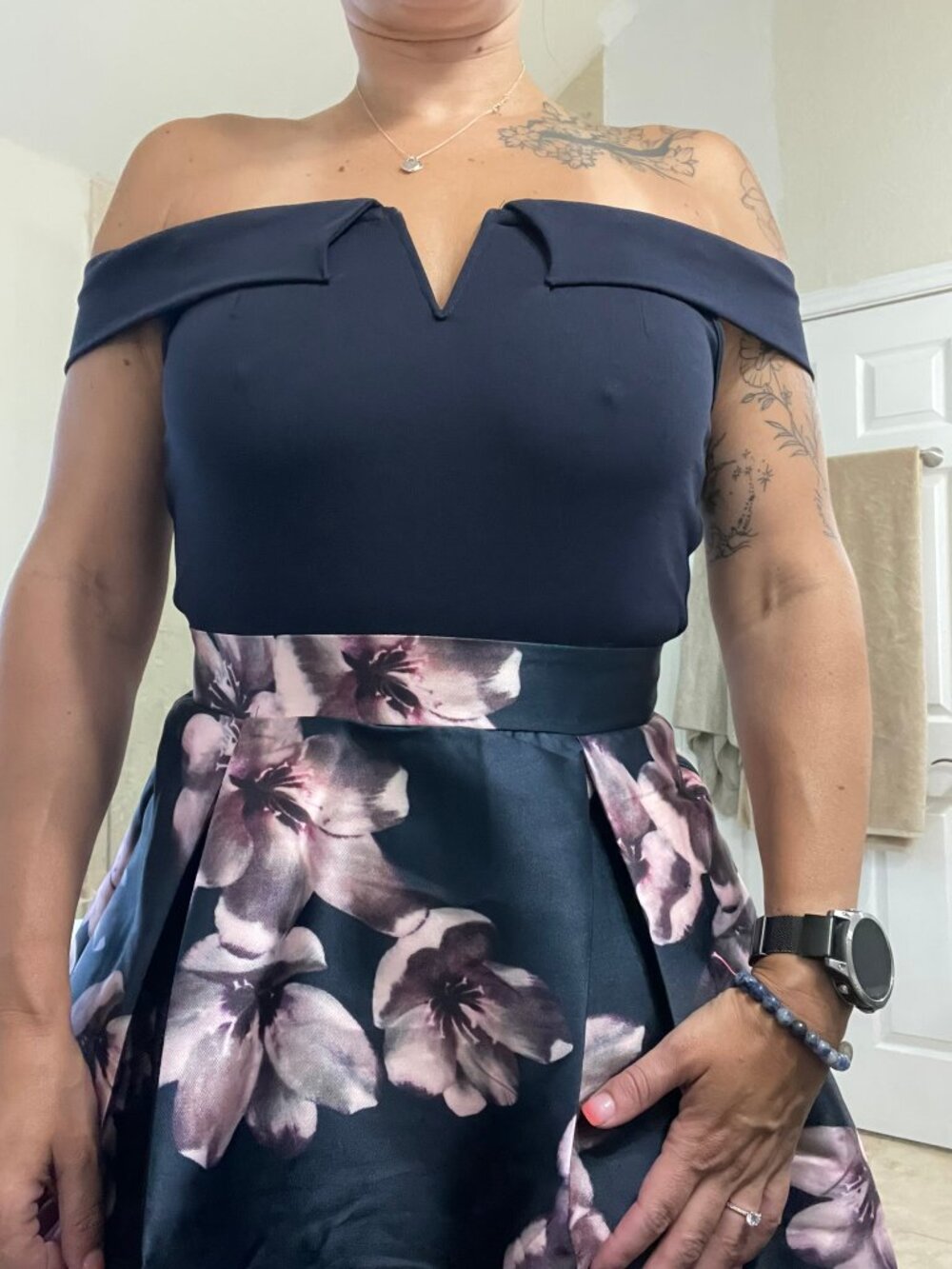 X Paris Navy Floral Midi Dress - Picture 5 of 9